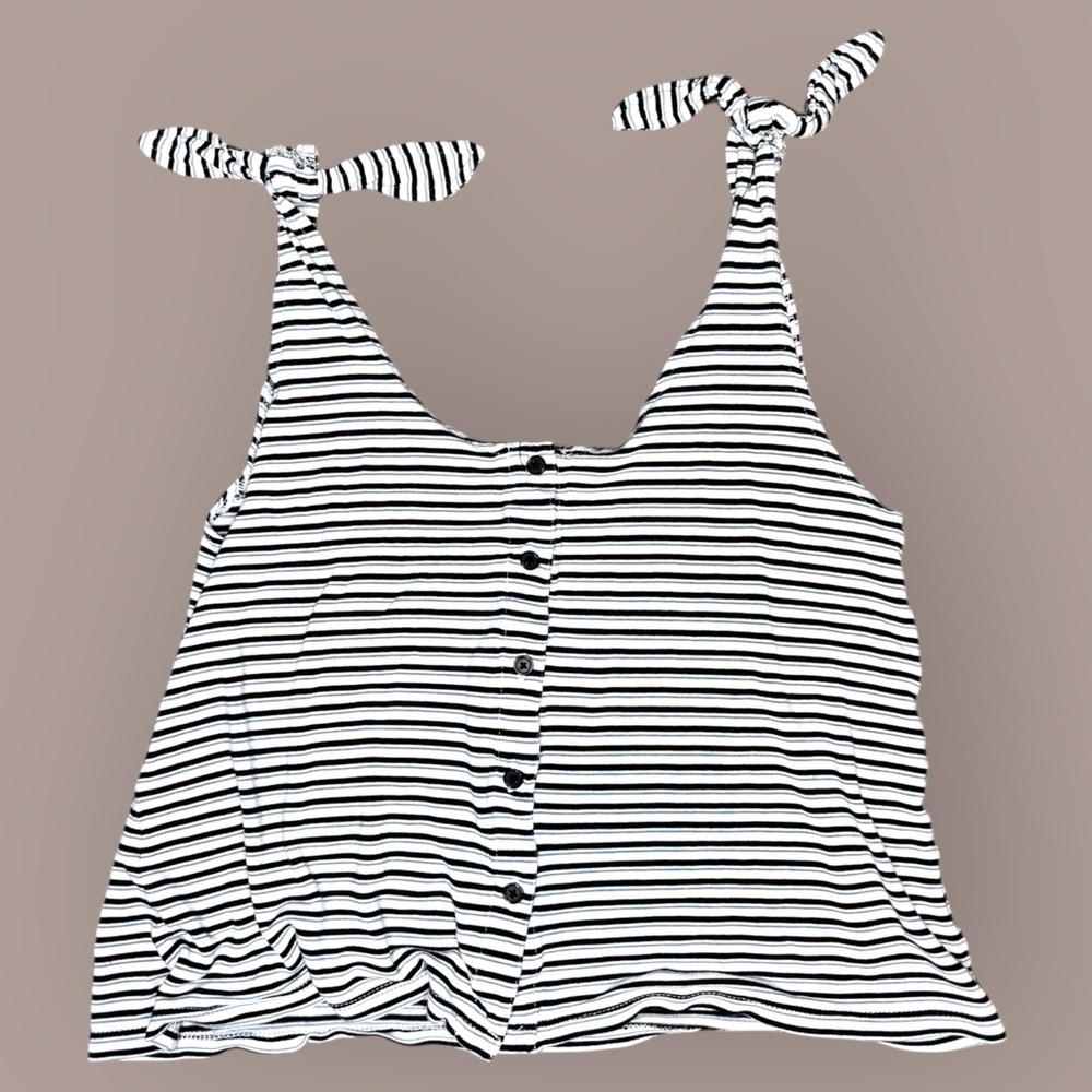 cupcakes & cashmere Black, Blue and White Striped Camisole